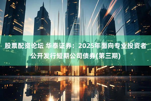 股票配资论坛 华泰证券：2025年面向专业投资者公开发行短期公司债券(第三期)